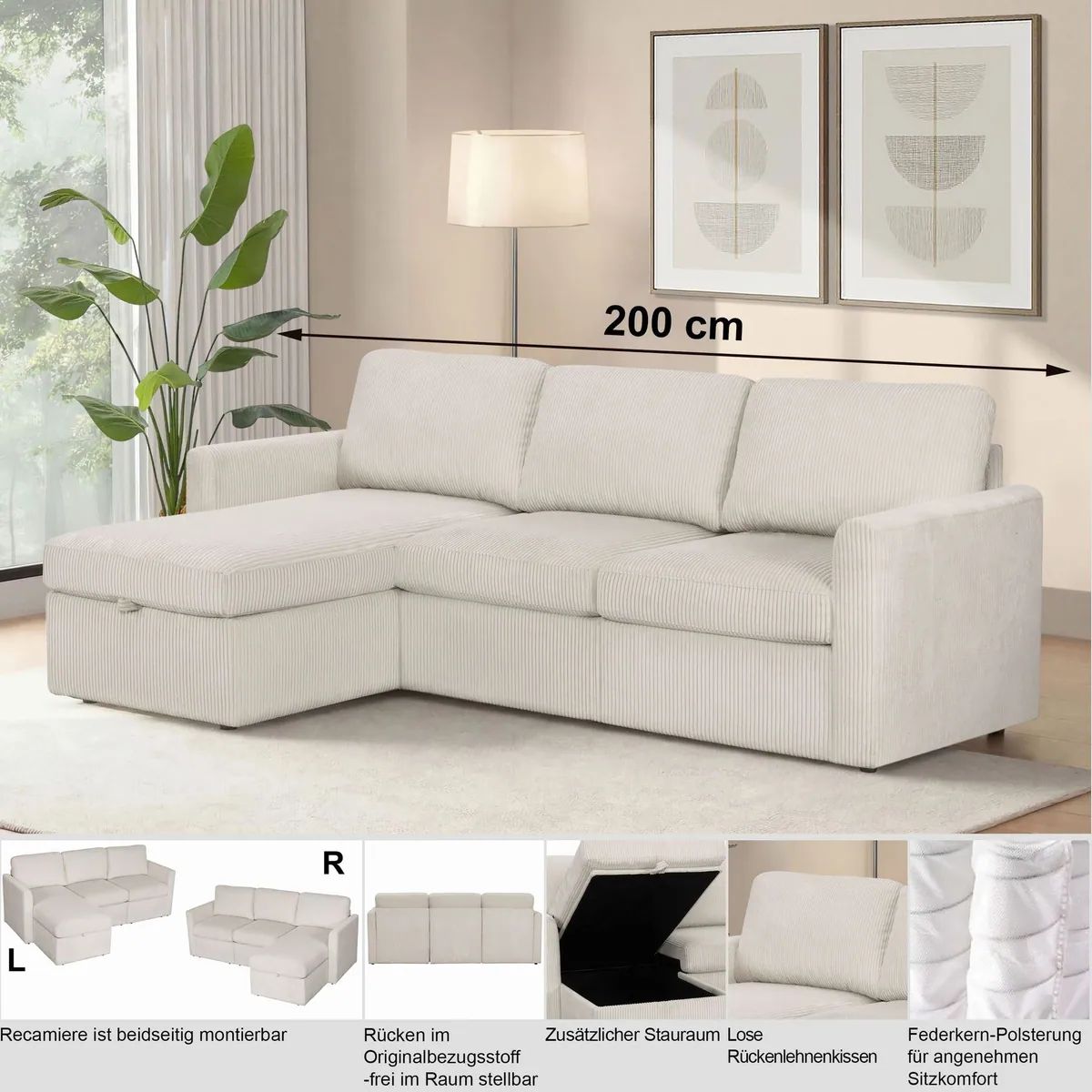 Dorel Home Ecksofa NORDHUS, L-Form, 200 cm, flexibles Design mit Stauraum 4