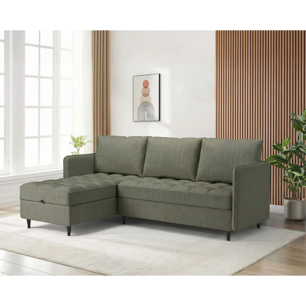 Dorel Home Ecksofa LINDHUS, Cord, L-Form, vielseitig verstellbar, Stauraum