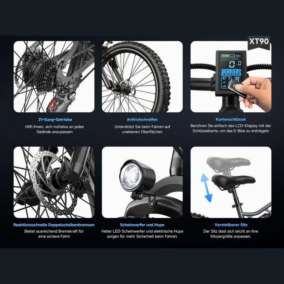 DOTMALL XT90 E-Bike, 250W Motor, 48V 20Ah Akku, 26 Zoll Reifen 3