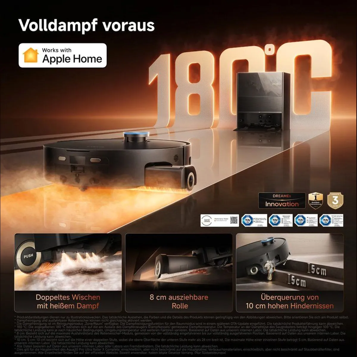 Dreame Aqua20 Pro Ultra Roller X Complete, leistungsstarker Saugroboter mit Wischfunktion, intelligente App-Steuerung 3