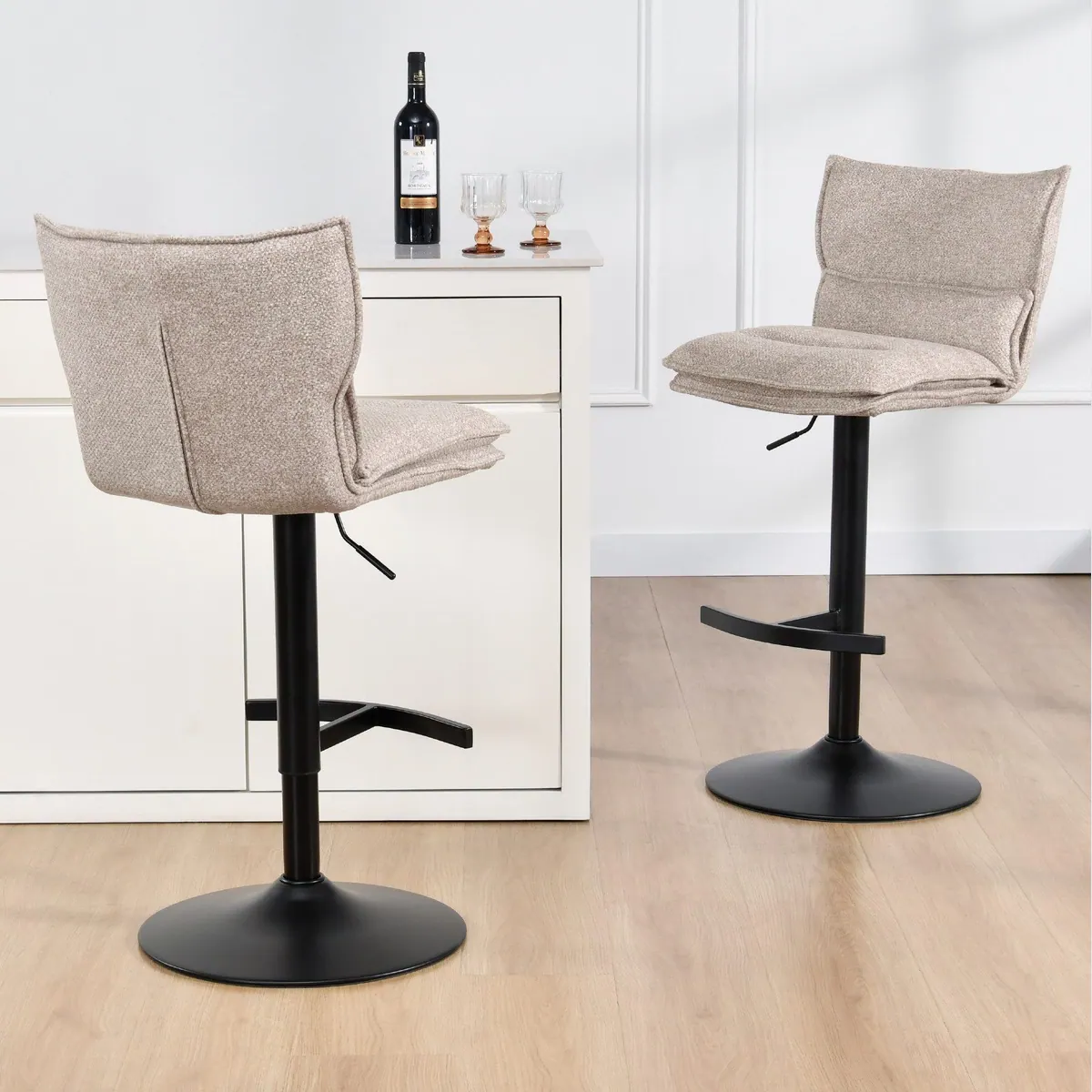 Duhome Barhocker 5501A1, 360° drehbar, höhenverstellbar, komfortabler Bouclé-Stoff 2