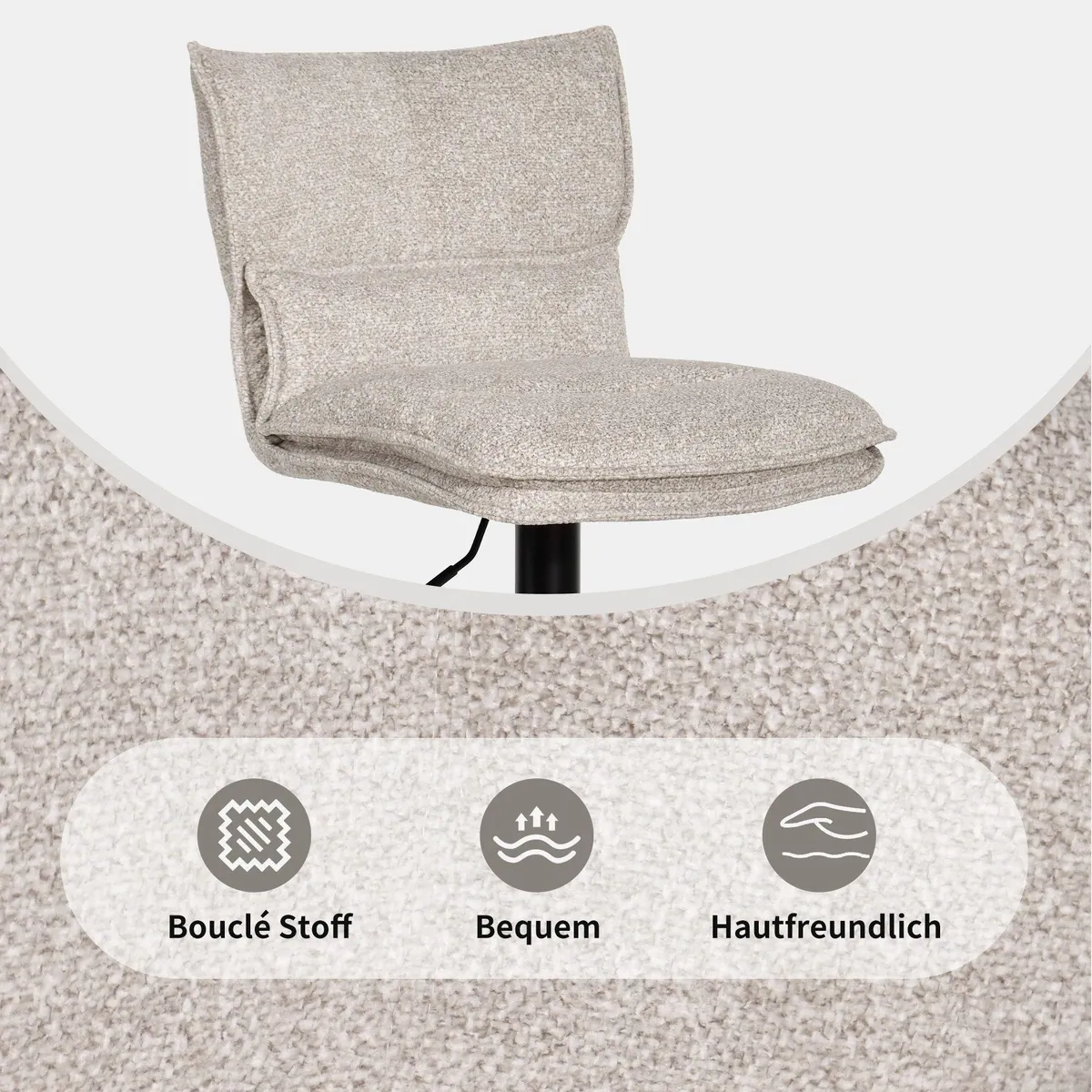 Duhome Barhocker 5501A1, 360° drehbar, höhenverstellbar, komfortabler Bouclé-Stoff 5