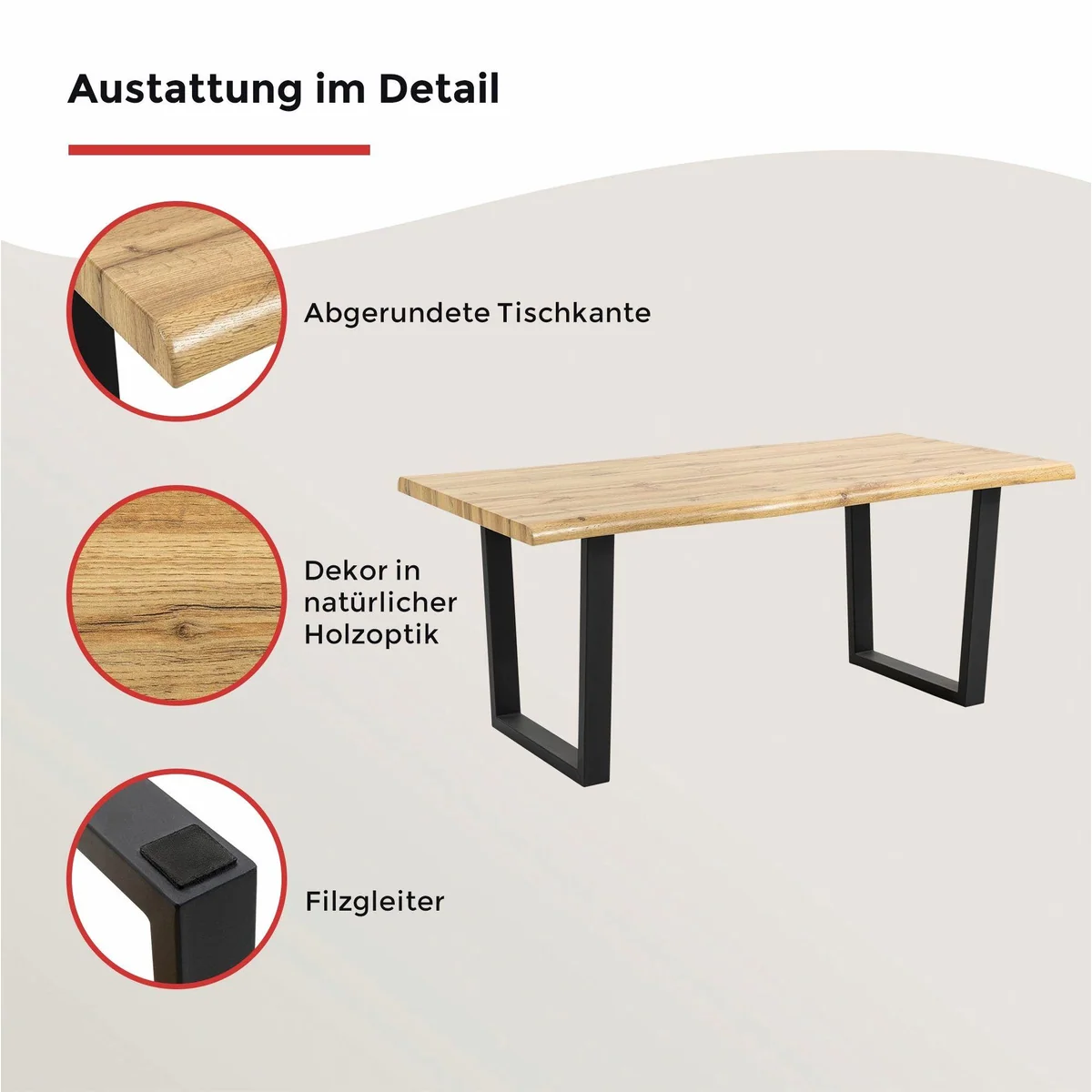 Duo Collection Tisch Thea, Modernes Design, Belastbarkeit bis 100 kg 3