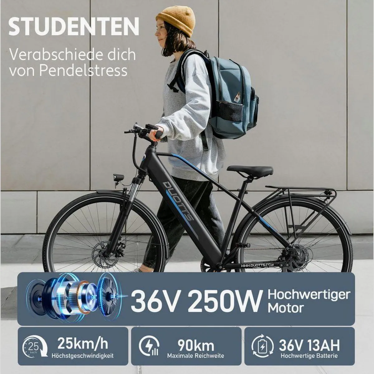 DUOTTS C29 Lite E-Bike, kraftvoller Heckmotor, 90 km Reichweite, komfortable Ausstattung 4