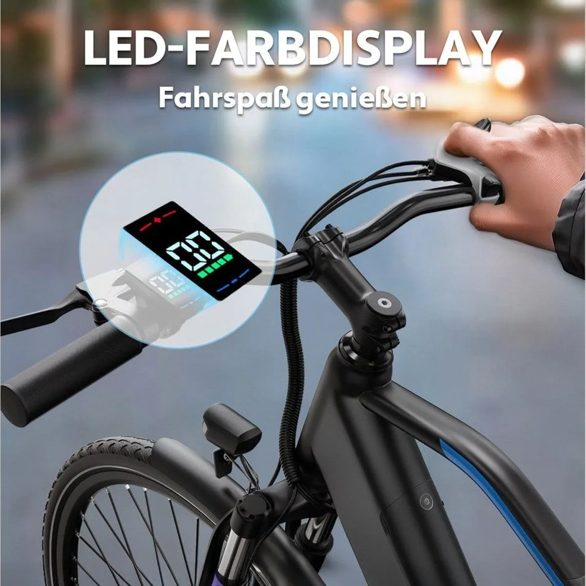 DUOTTS E-Bike Cityrad E-MBT, 90 km Reichweite, 250 W Heckmotor, 7-Gang Shimano 5