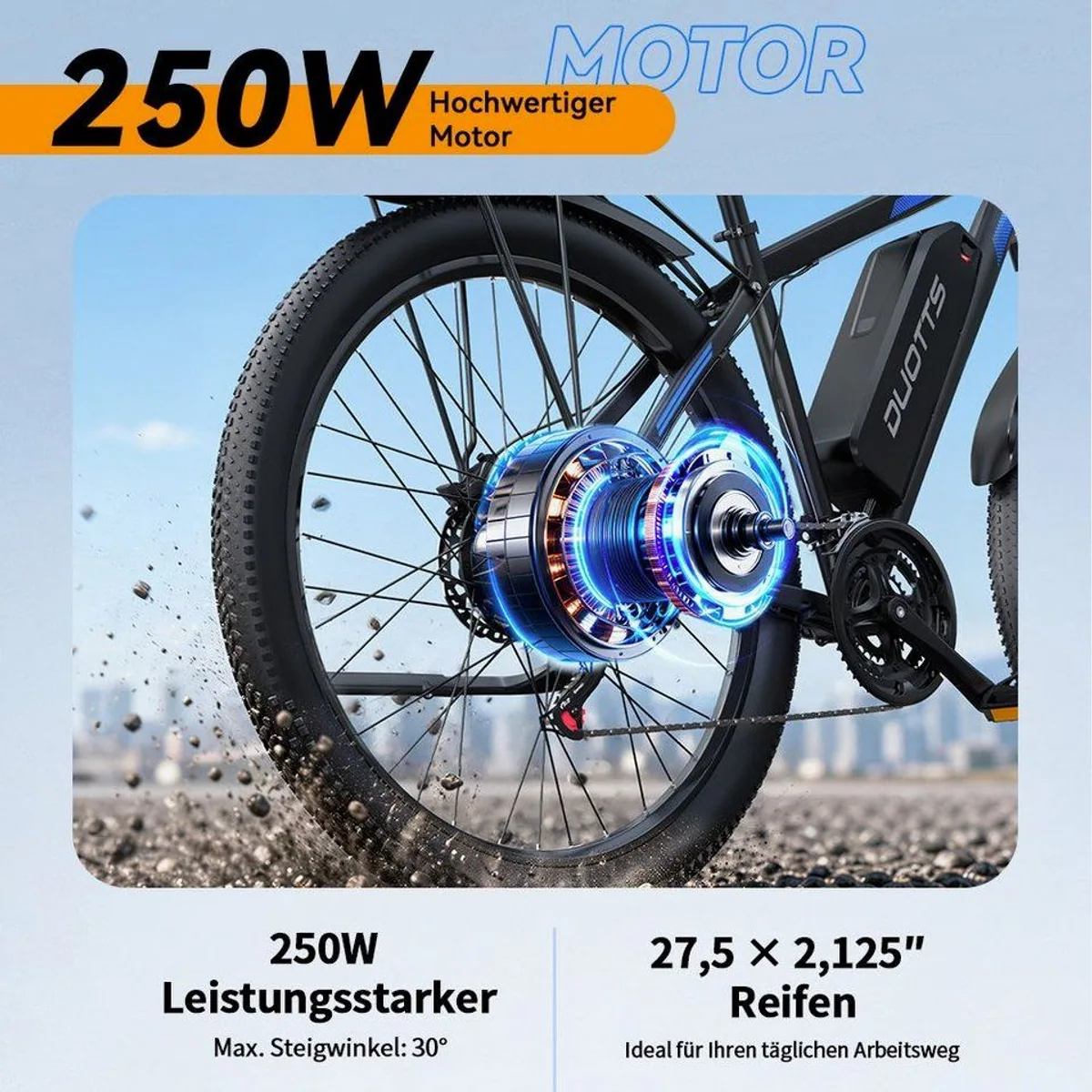 DUOTTS C29-L E-Bike, 250W Motor, 110 km Reichweite, Shimano 21-Gang-Schaltung 3
