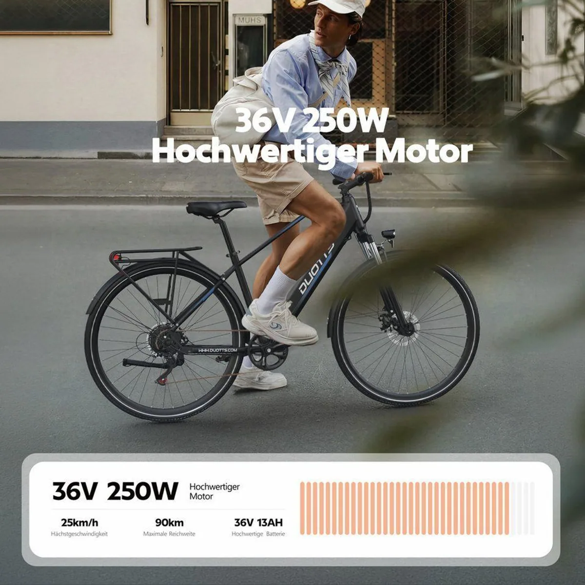 DUOTTS C29 Lite E-Bike, 90 km Reichweite, 250W Motor, 7-Gang-Schaltung 3