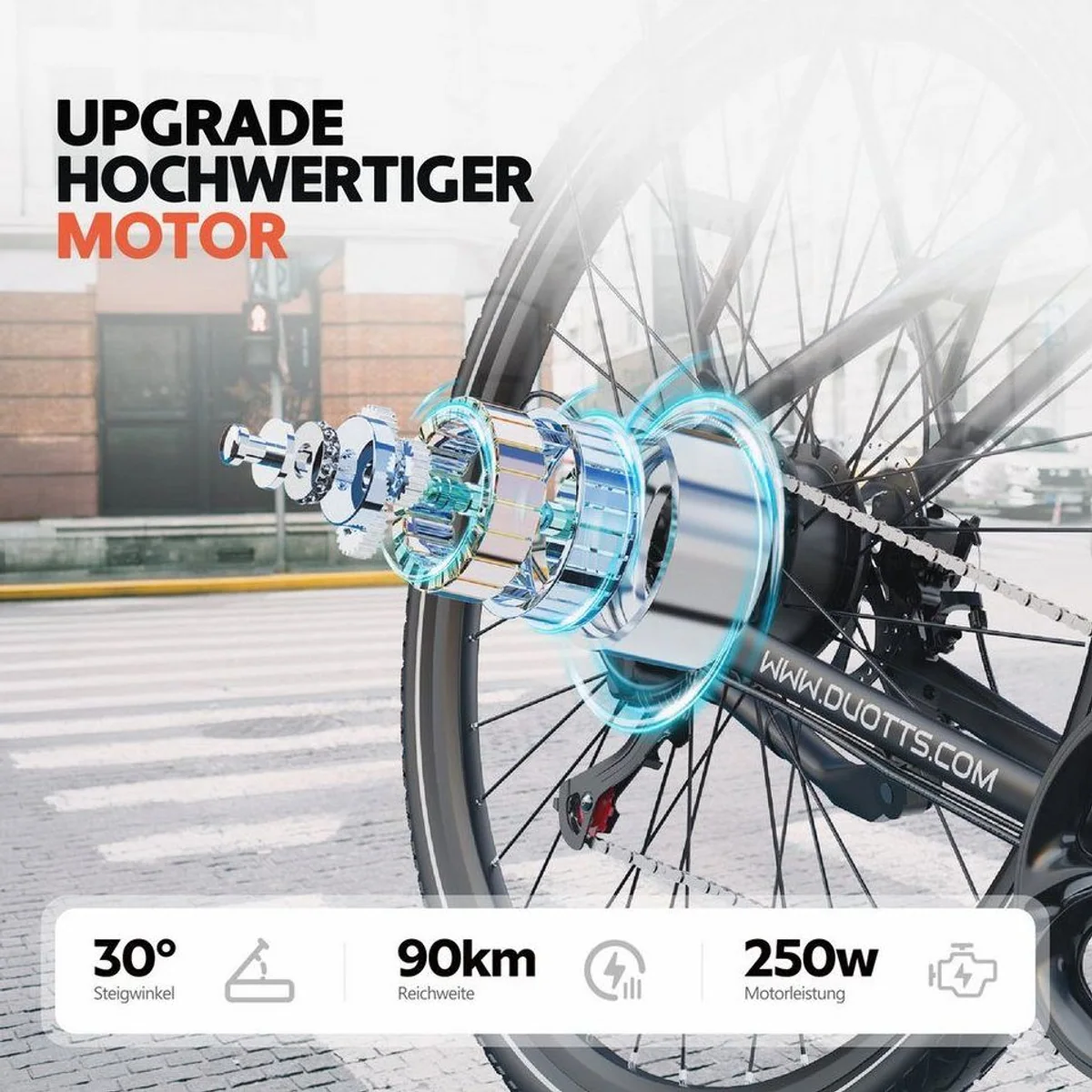 DUOTTS C29 Lite E-Bike, 90 km Reichweite, 250W Motor, 7-Gang-Schaltung 4