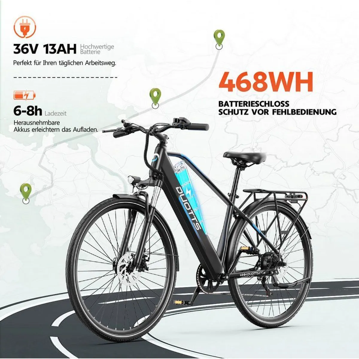 DUOTTS C29 Lite E-Bike, 90 km Reichweite, 250W Motor, 7-Gang-Schaltung 5