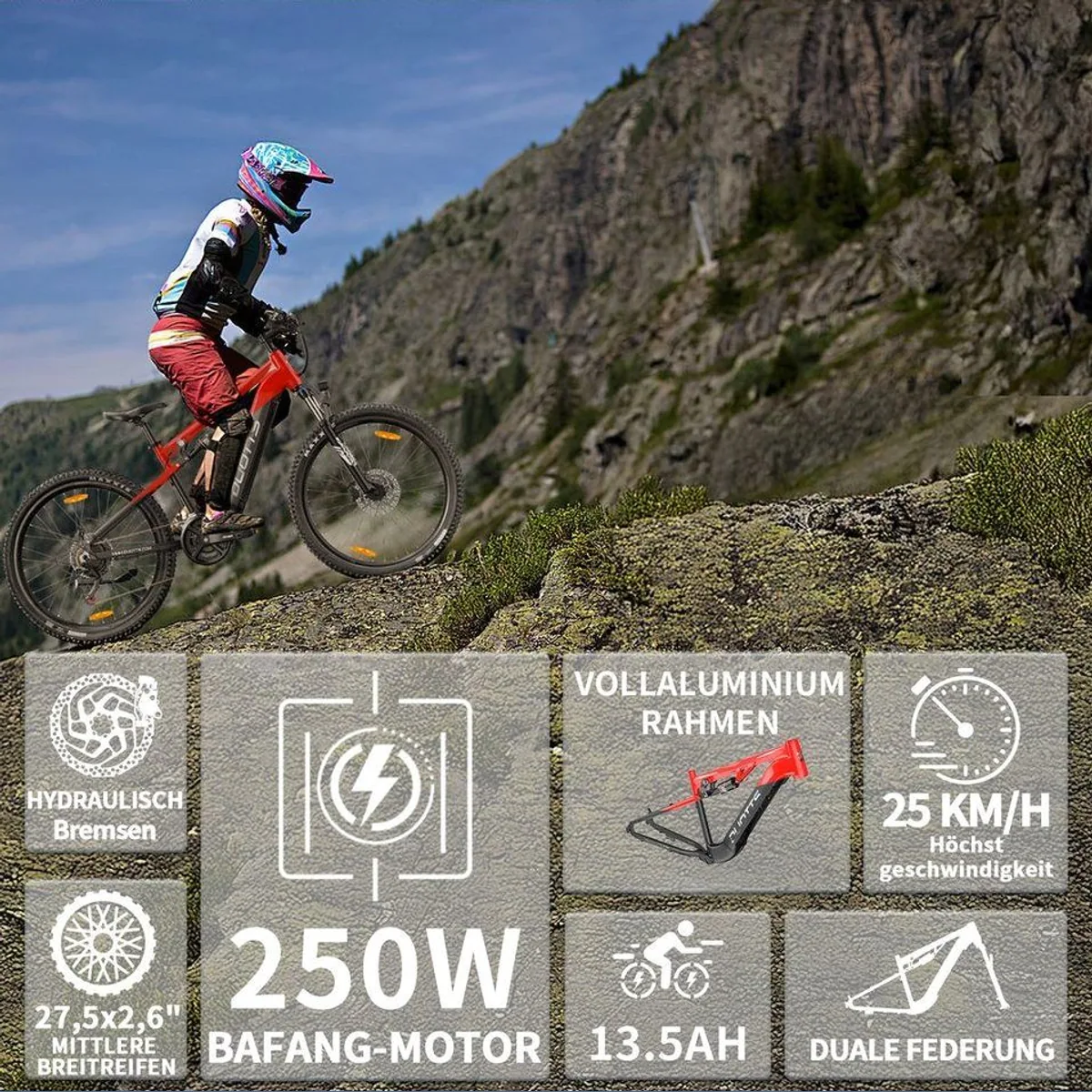 DUOTTS E29 Elektro-Mountainbike, kraftvoller 48V Motor, 14-Gang Shimano, IPX4-schutz — für jedes Abenteuer 5