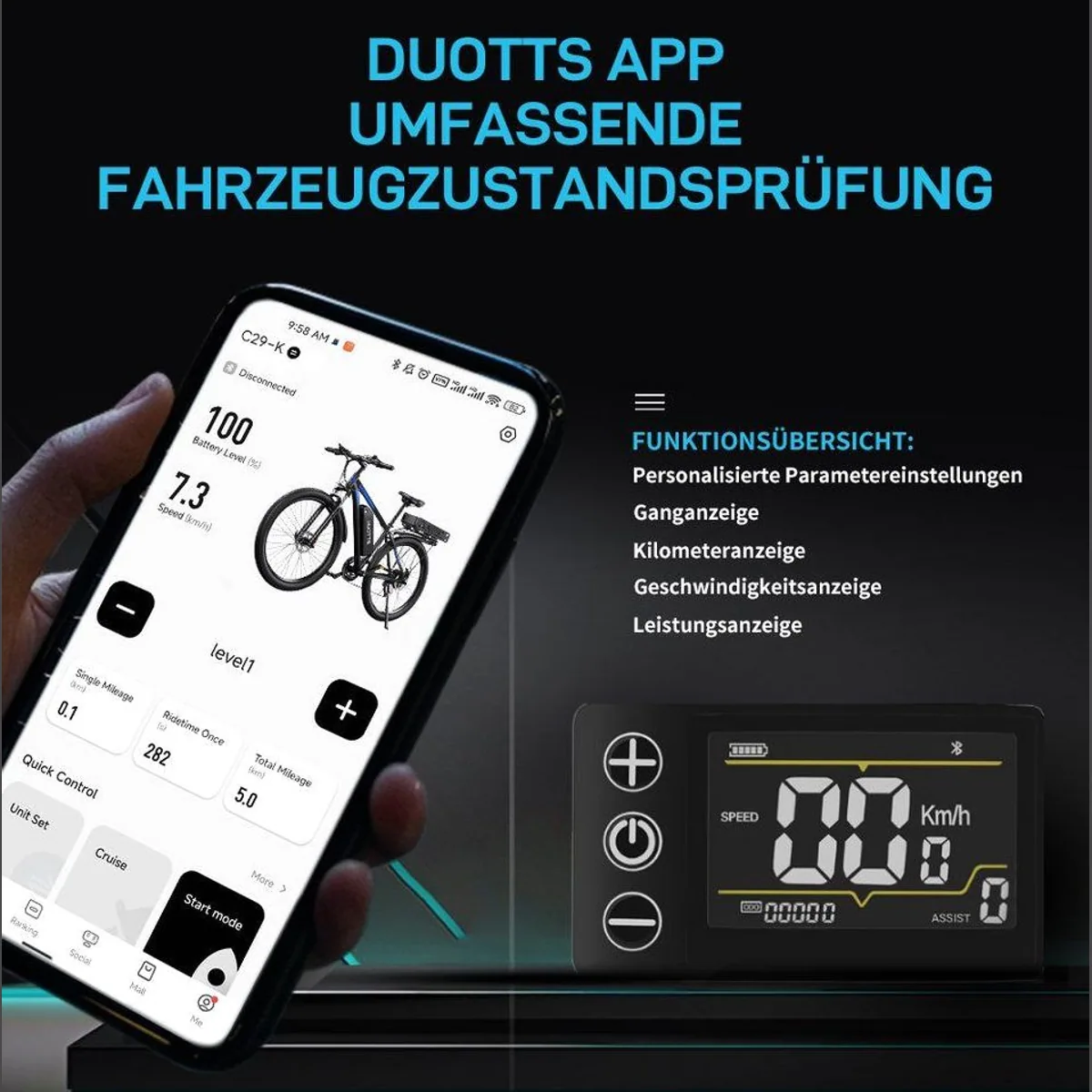 DUOTTS C29-K E-Bike, Dual-Batterie, 65Nm Drehmoment, 21-Gang-Schaltung 3