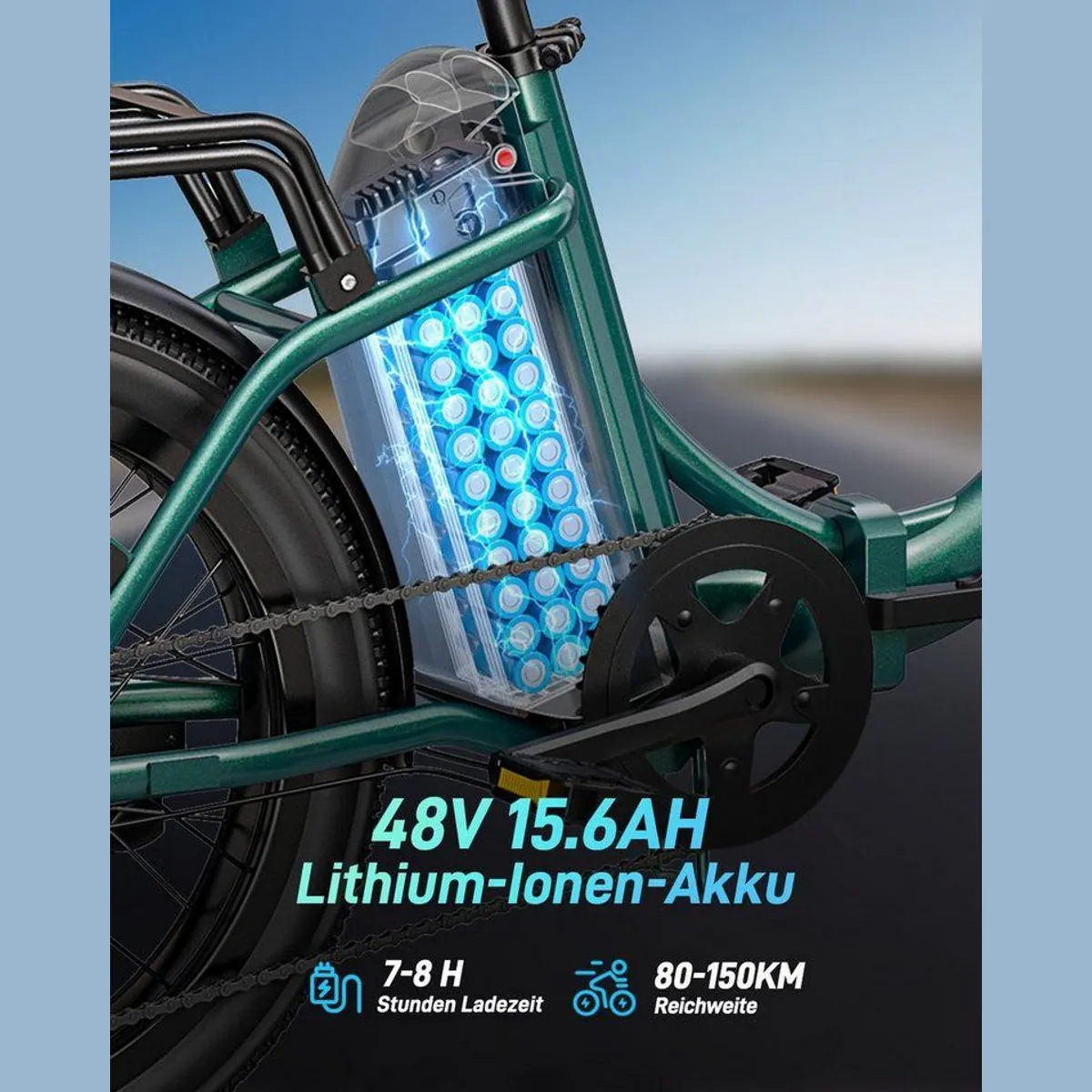 DYU C9 E-Bike Klapprad, 250 W Motor, 150 km Reichweite, Shimano 7-Gang 2