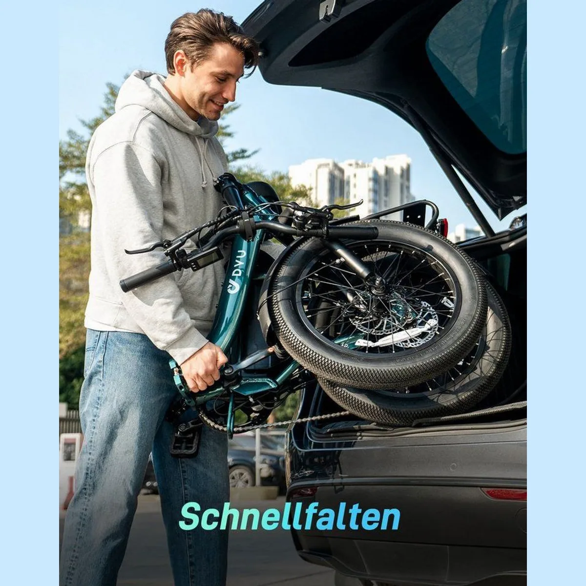 DYU C9 E-Bike Klapprad, 250 W Motor, 150 km Reichweite, Shimano 7-Gang 4