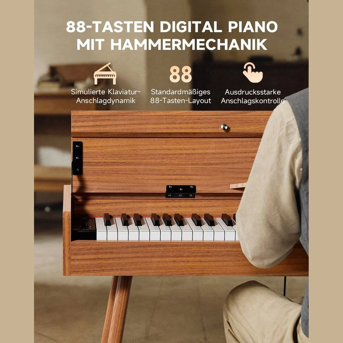 Eastar EUP-100 Digitalpiano, 88 Tasten Hammermechanik, vielseitige Funktionen 3