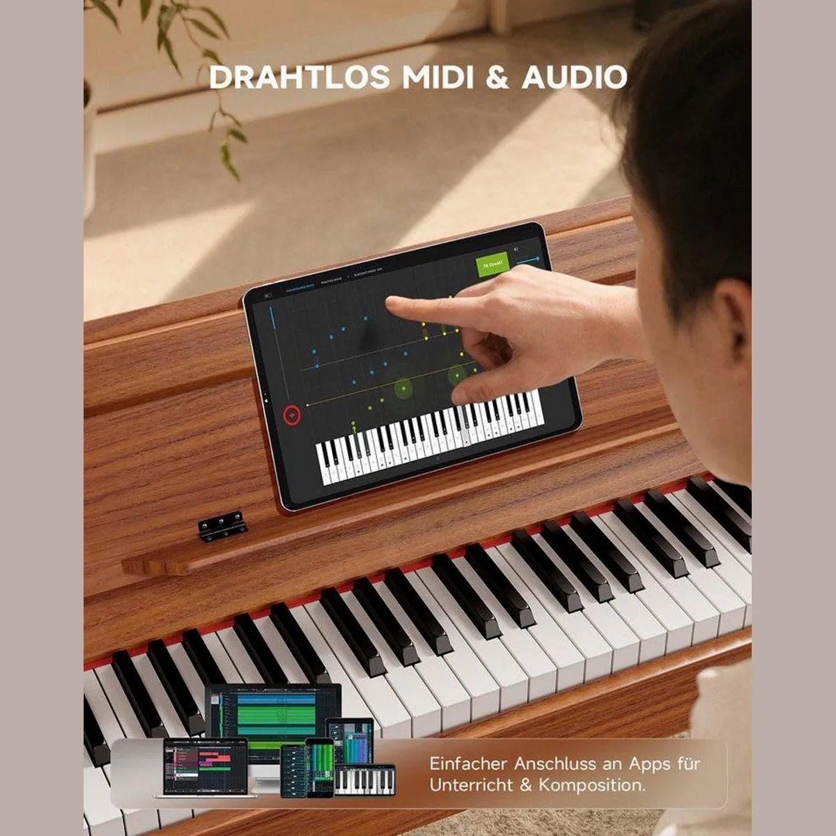 Eastar EUP-100 Digitalpiano, 88 Tasten Hammermechanik, vielseitige Funktionen 5