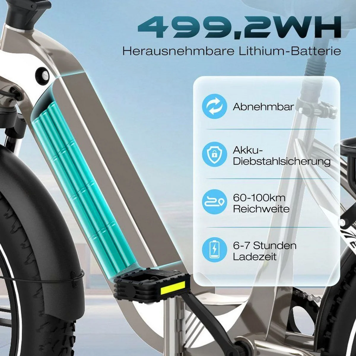 ECORUSH R2 E-Bike Faltrad, 20 Zoll, 60-100 km Reichweite, Shimano 7-Gang 2