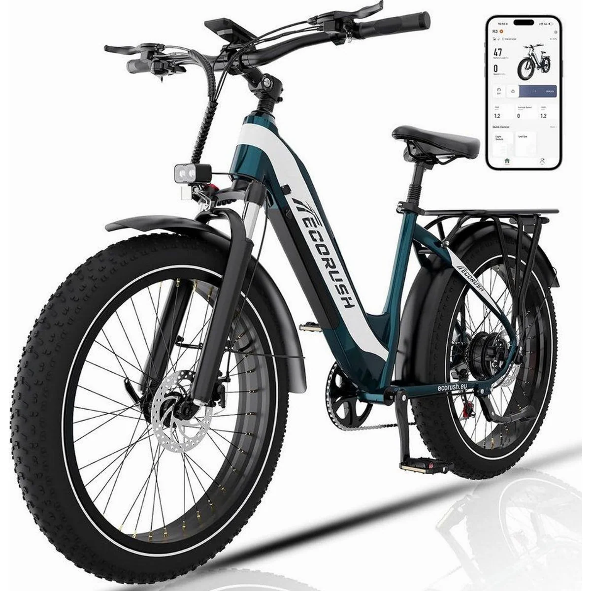 ECORUSH E-Bike Mountainbike, kraftvoller Motor, lange Reichweite, komfortable Fahrt