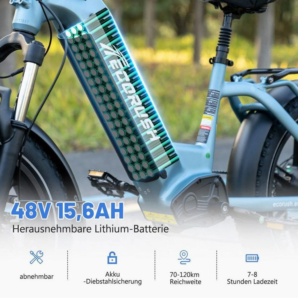 ECORUSH R6 E-Bike Mountainbike, 120 km Reichweite, 7-Gang Shimano, 20 Zoll Reifen 3