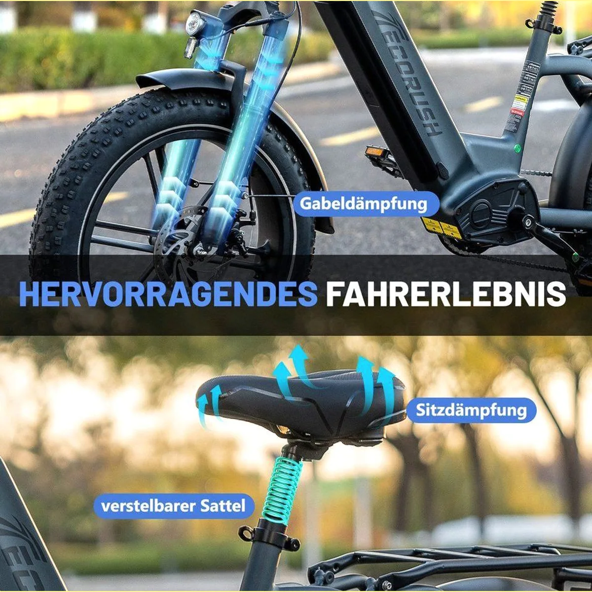 ECORUSH R6 E-Bike Mountainbike, 120 km Reichweite, 7-Gang Shimano, 20 Zoll Reifen 4