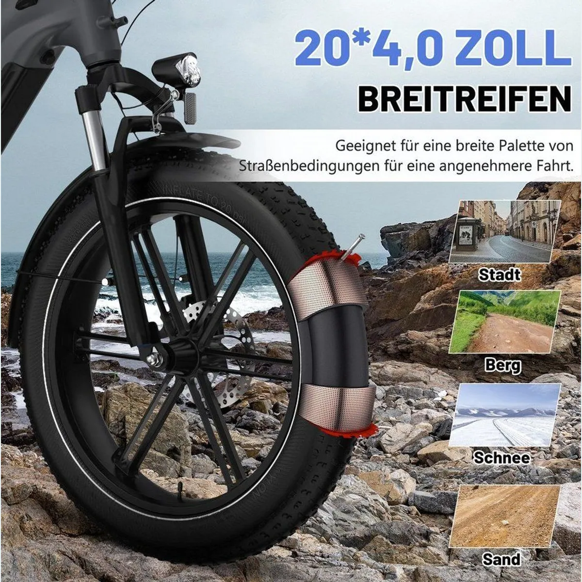 ECORUSH R6 E-Bike Mountainbike, 120 km Reichweite, 7-Gang Shimano, 20 Zoll Reifen 5