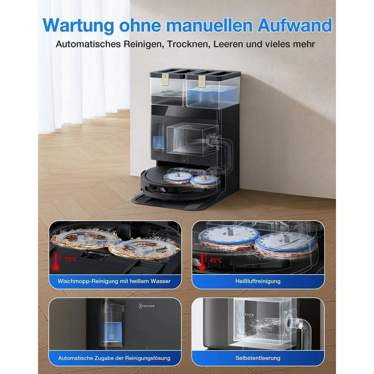 ECOVACS DEEBOT T50 Pro OmniGen3, 25000 Pa Saugleistung, KI-gesteuerte Reinigung, ultradünnes Design 4