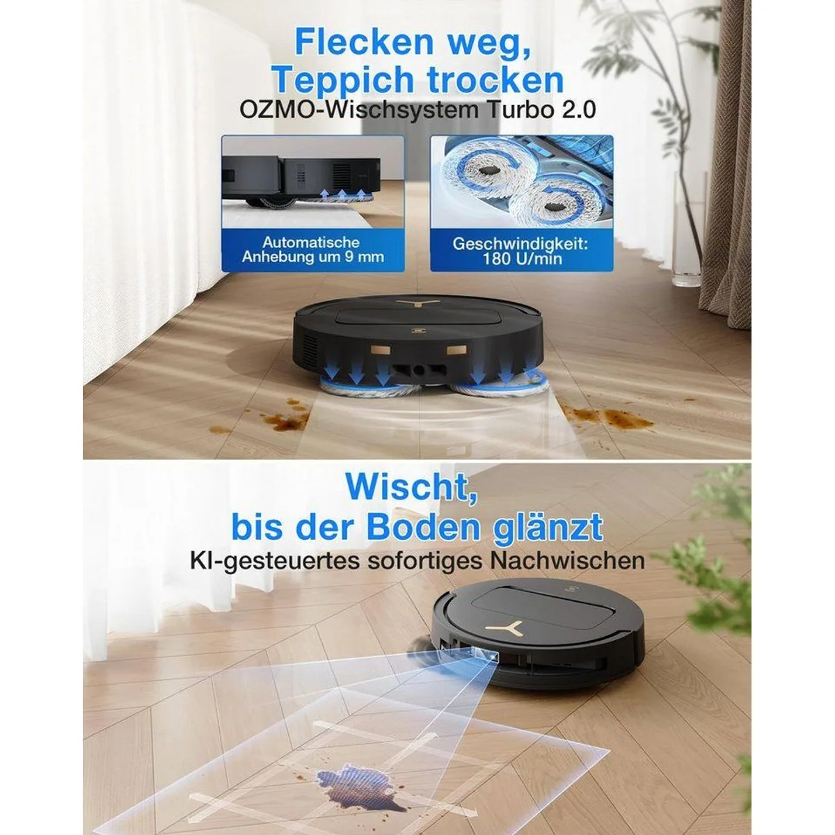 ECOVACS DEEBOT T50 Pro OmniGen3, 25000 Pa Saugleistung, KI-gesteuerte Reinigung, ultradünnes Design 5