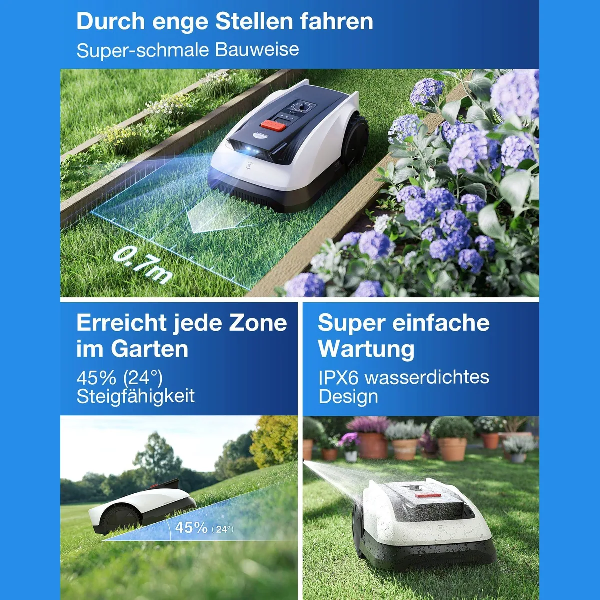 ECOVACS GOAT O800 RTK Rasenmähroboter, präzise Navigation, App-Steuerung, für Rasenflächen bis 800 m² 4