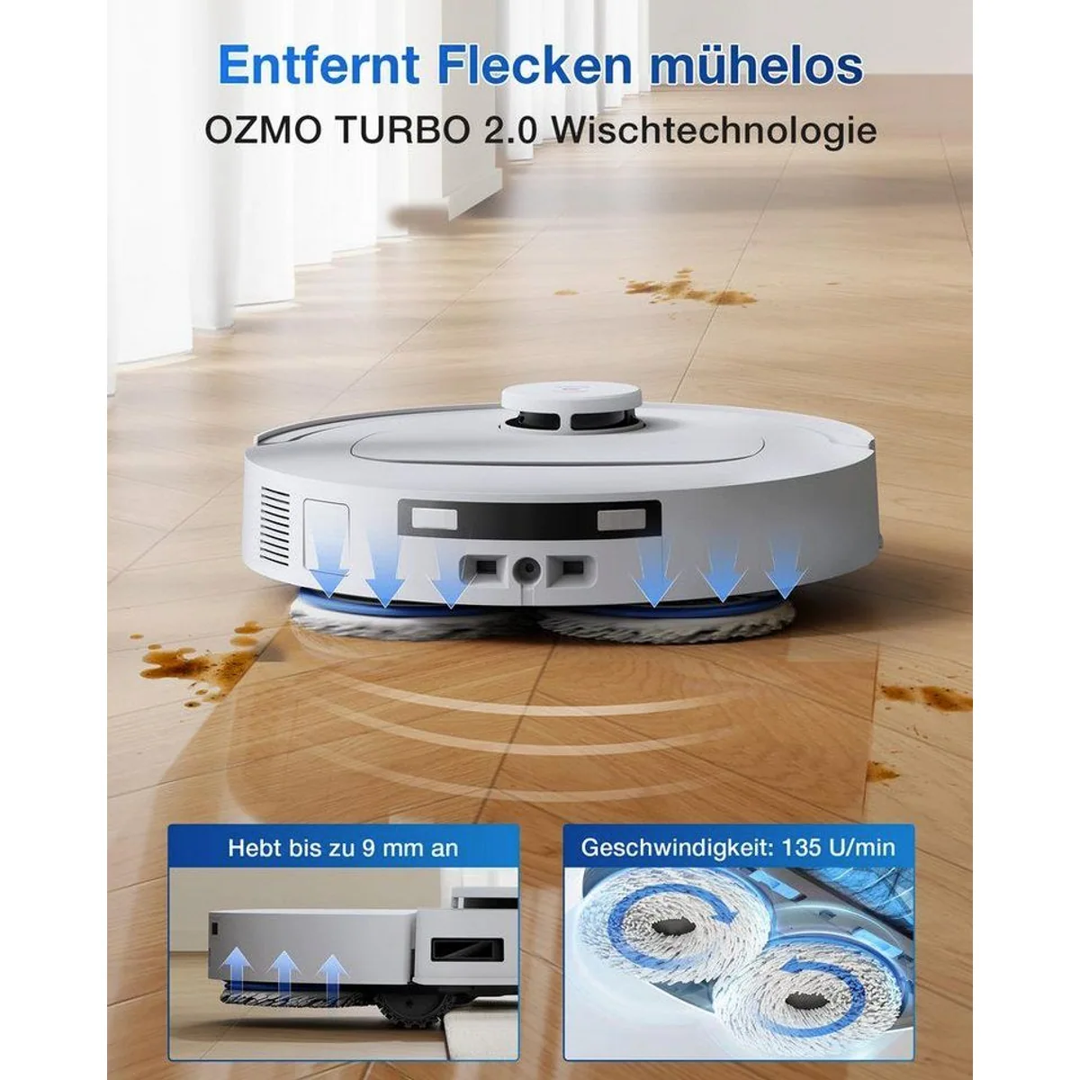 ECOVACS DEEBOT T30e Omni Saugroboter, 25.000 Pa Saugkraft, All-in-One-Station, OZMO Turbo Wischsystem 3