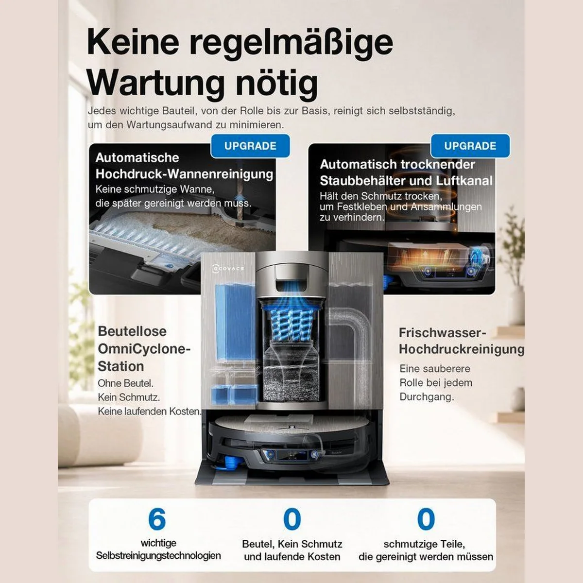 ECOVACS DEEBOT X12S Nass-Trocken-Saugroboter, 150 W, 27.000 Pa Saugleistung, OmniCyclone Station 5