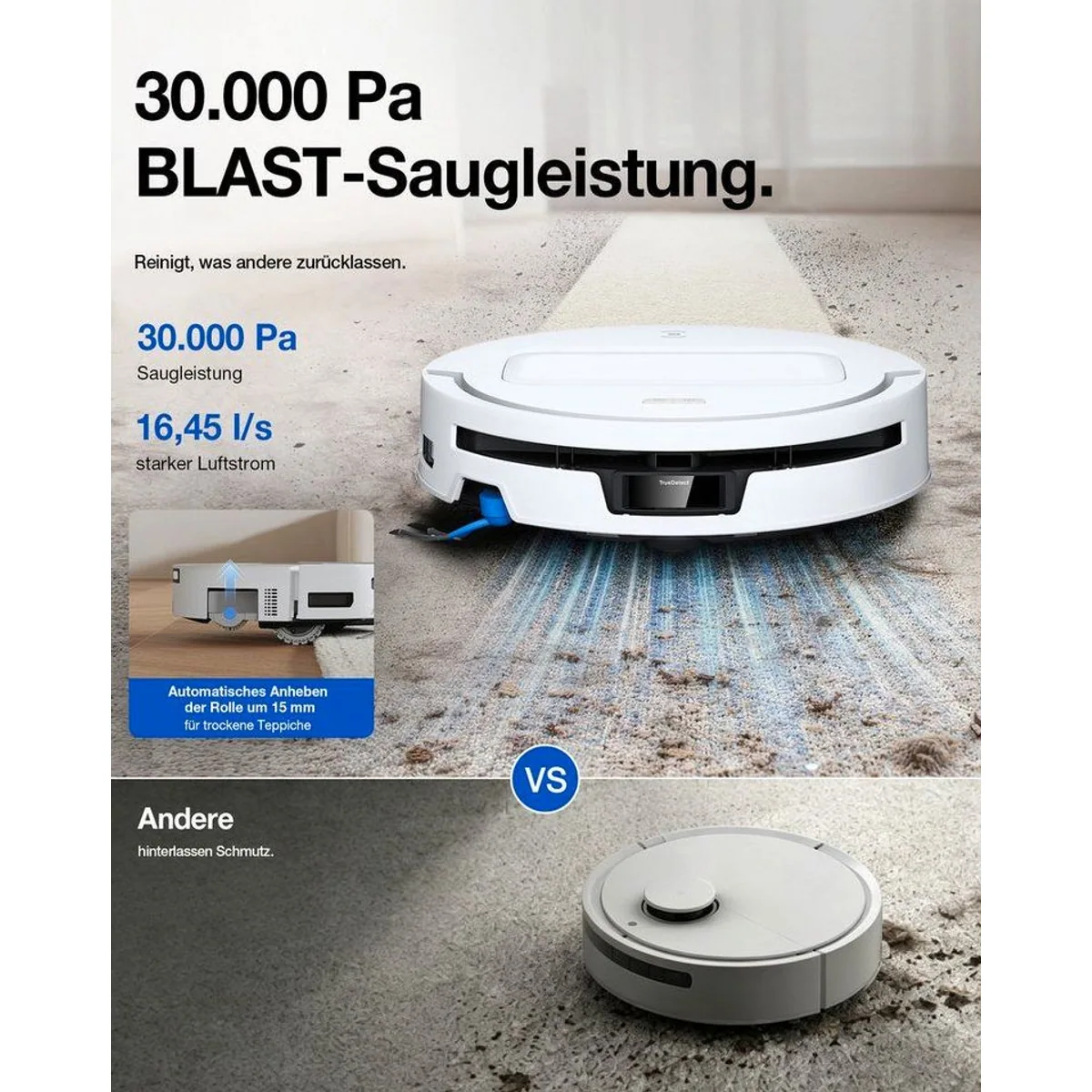ECOVACS DEEBOT T90 MAX Omni Saugroboter, 30.000 Pa Saugkraft, OZMO ROLLER 3.0, TruEdge 3.0 4