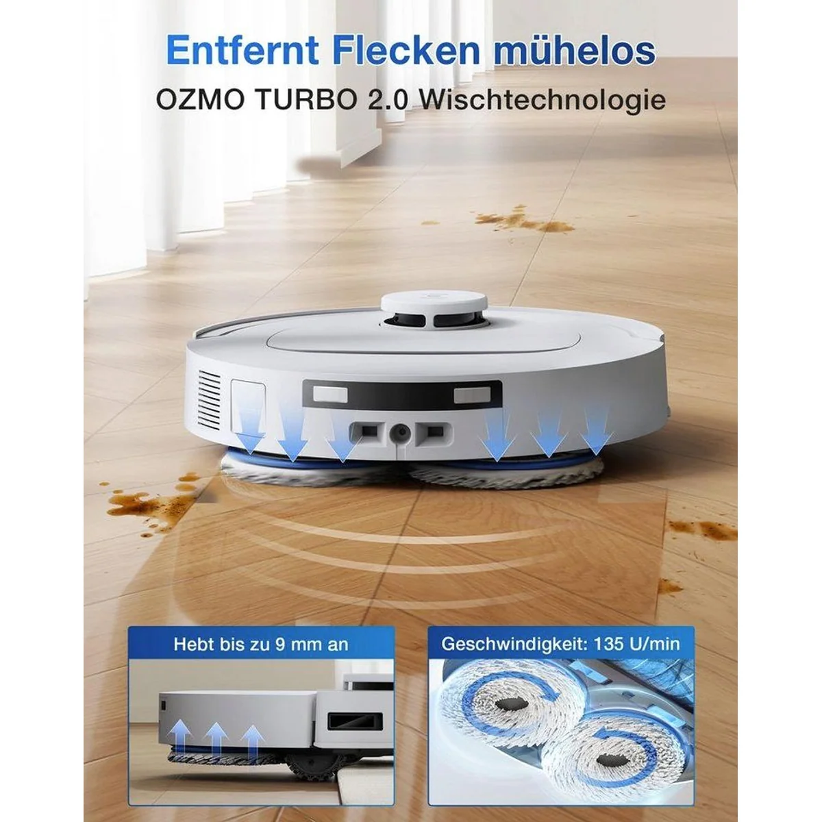 ECOVACS DEEBOT T30e Omni Saugroboter, 25.000 Pa, All-in-One-Station, OZMO Turbo 2.0 Wischen 3