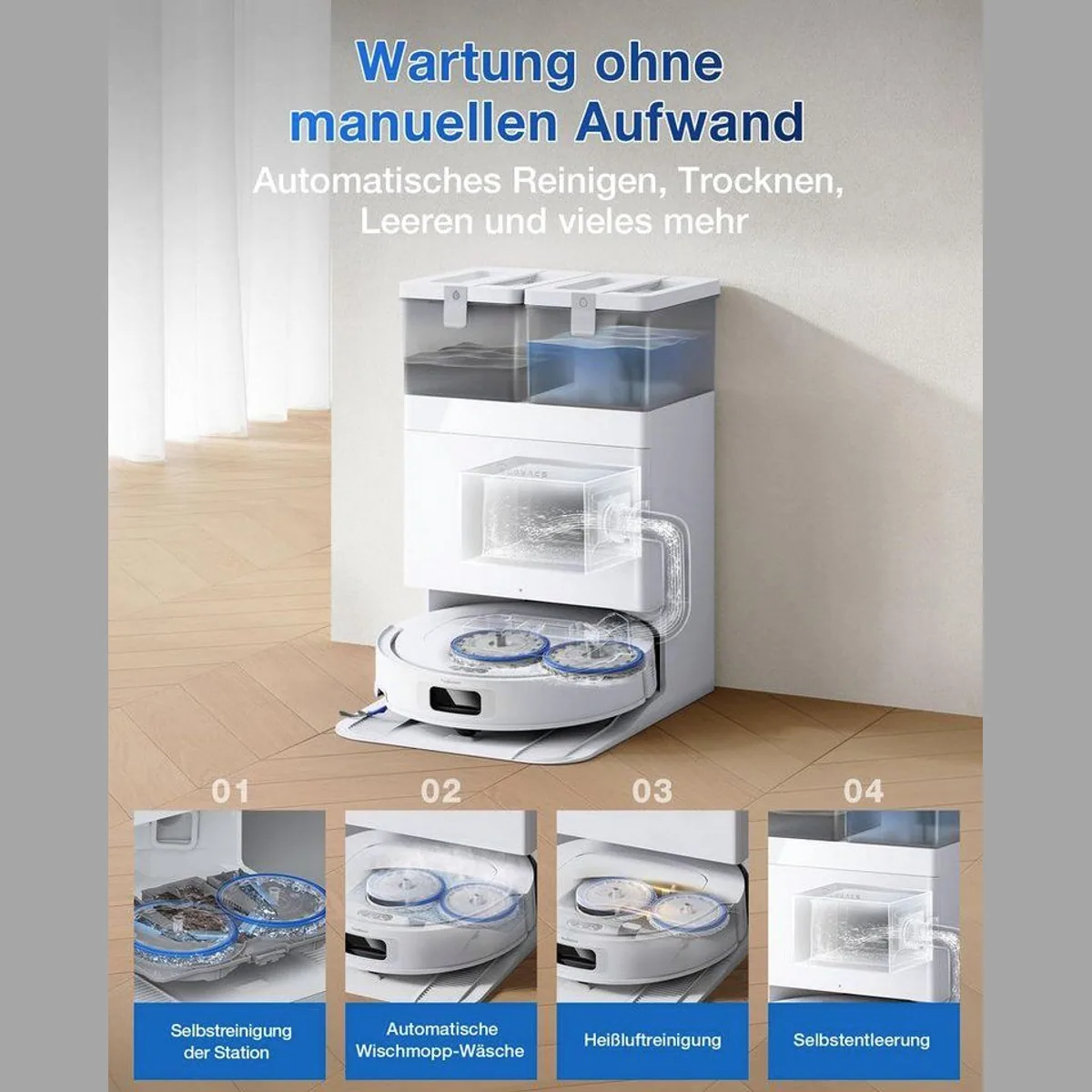 ECOVACS DEEBOT T30e Omni Saugroboter, 25.000 Pa, All-in-One-Station, OZMO Turbo 2.0 Wischen 4