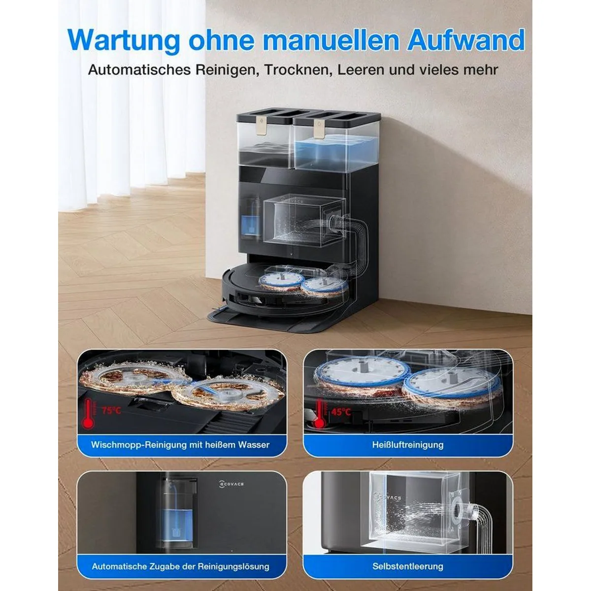 ECOVACS DEEBOT T50 Pro Omni Gen3, 25000 Pa Saugleistung, AIVI 3D Technologie, OMNI-Station 3
