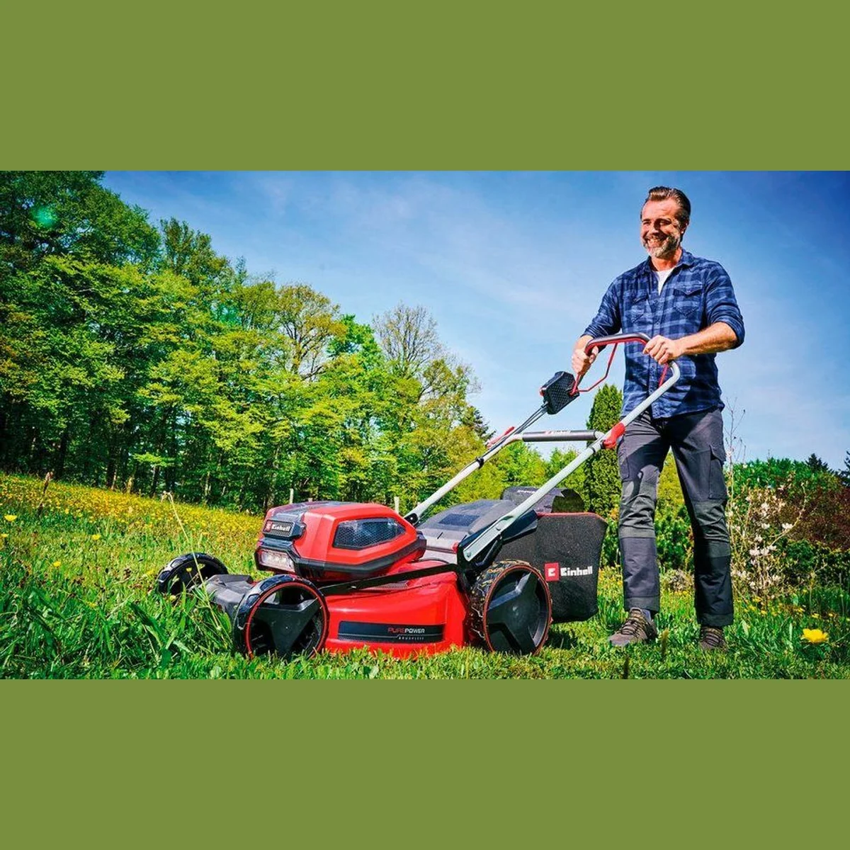 Einhell GP-CM 36/52 S Li BL Akku-Rasenmäher, 52 cm Schnittbreite, 4x5,2 Ah Akkus & 2 Twincharger 2