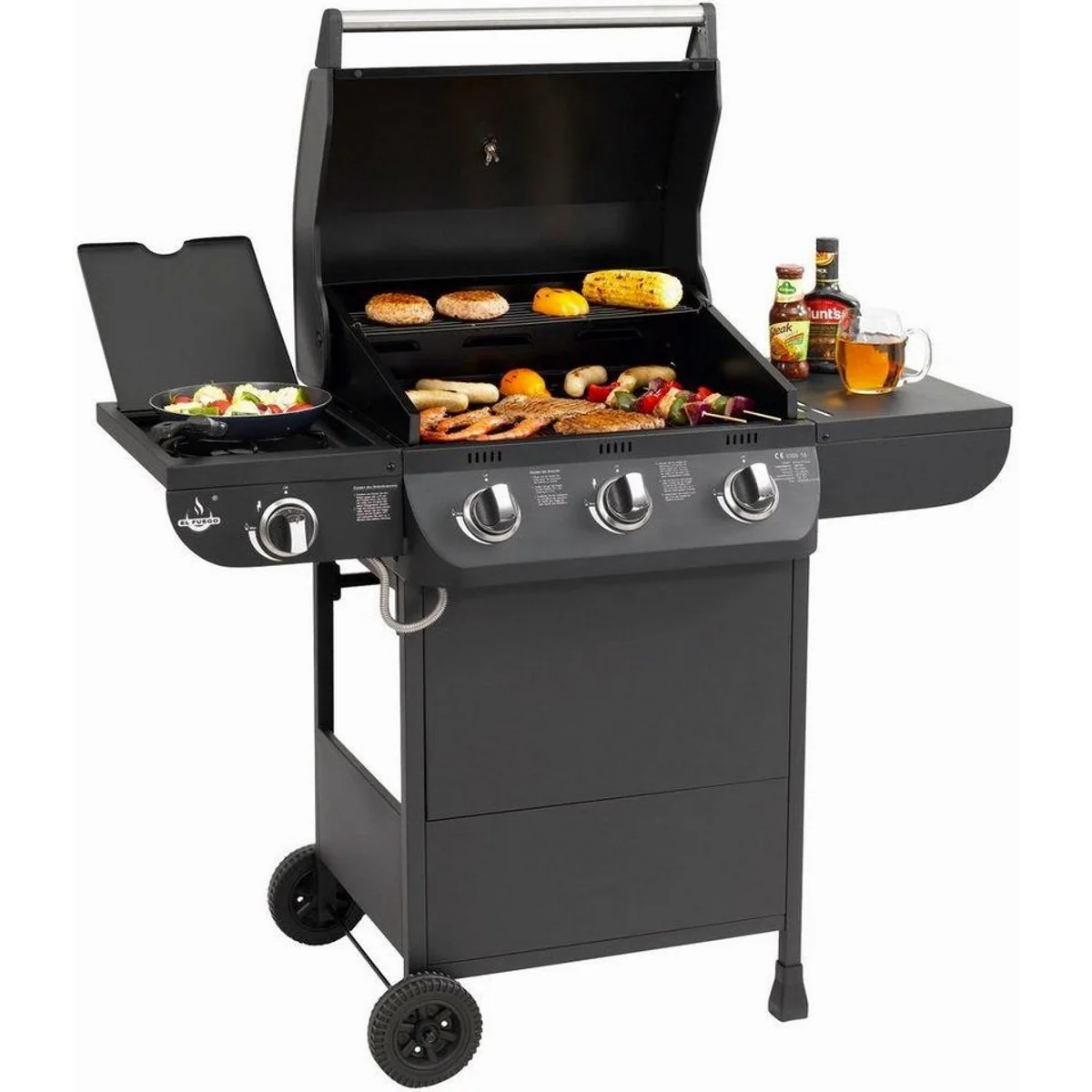 El Fuego Gasgrill Columbus 3+1, kompakte Größe, einfache Handhabung, vielseitige Grillmöglichkeiten