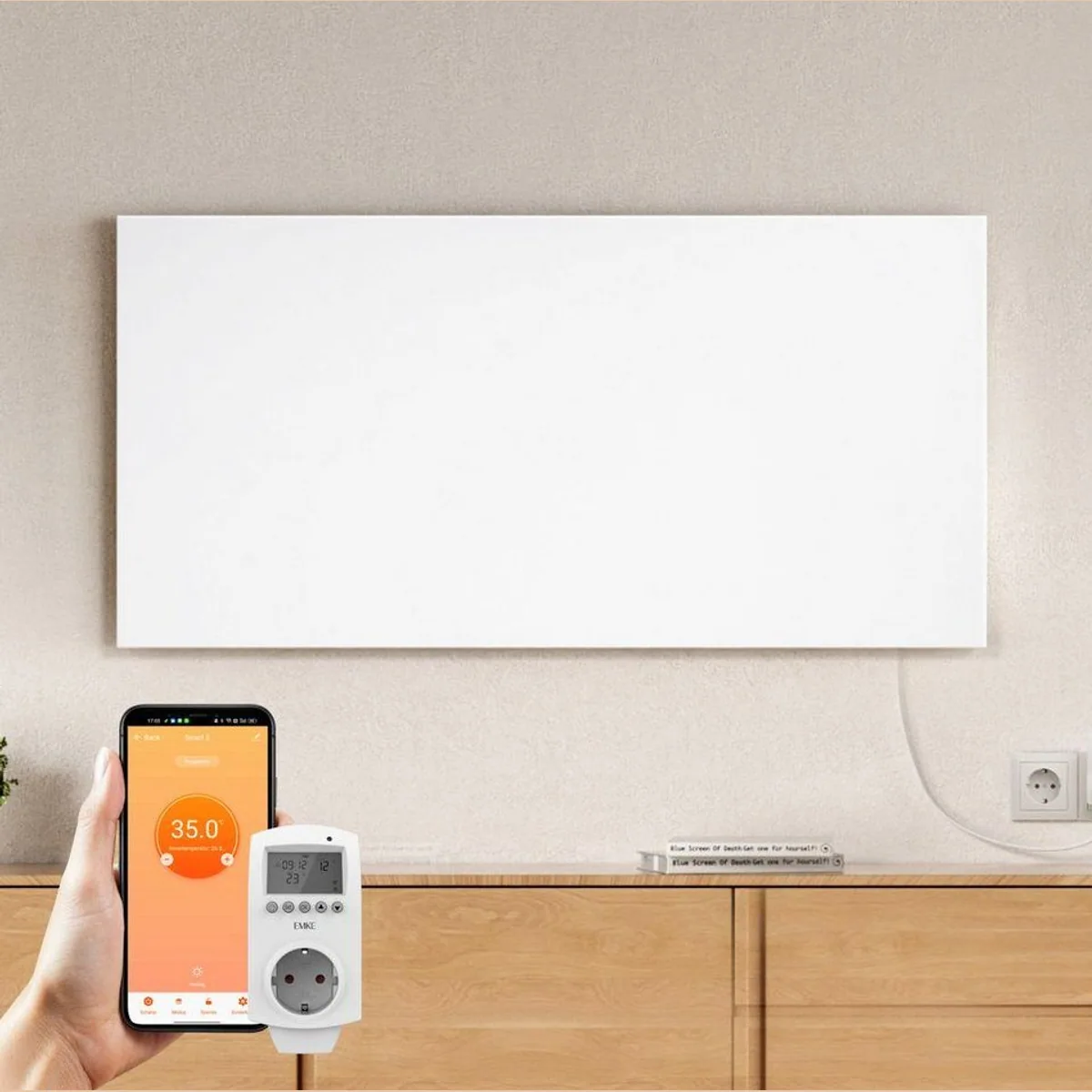 EMKE Infrarotheizung 1200 W, flaches Wanddesign, WLAN Smart Thermostat