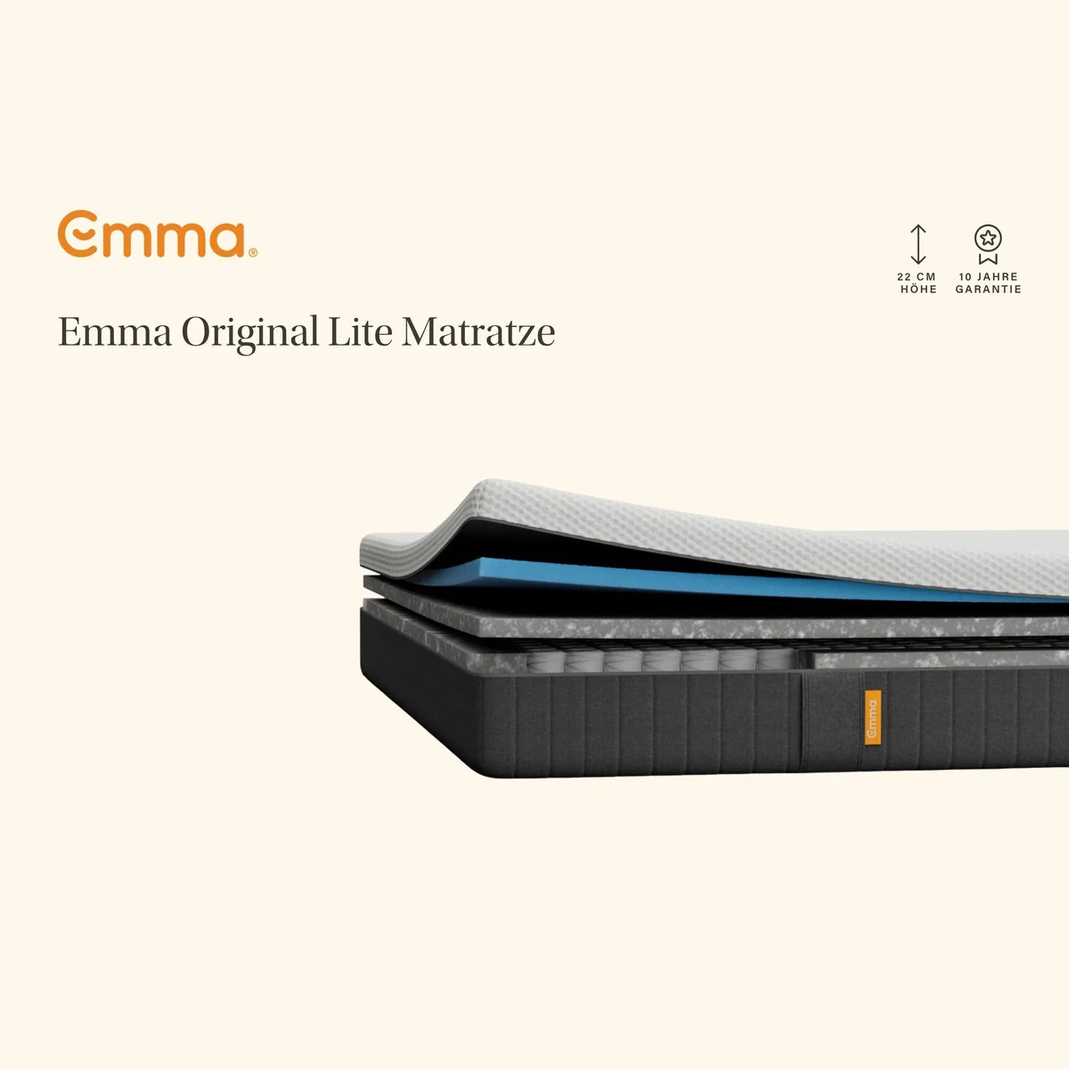 Emma Original Lite Matratze, 22 cm hoch, atmungsaktiv, ergonomisch 2