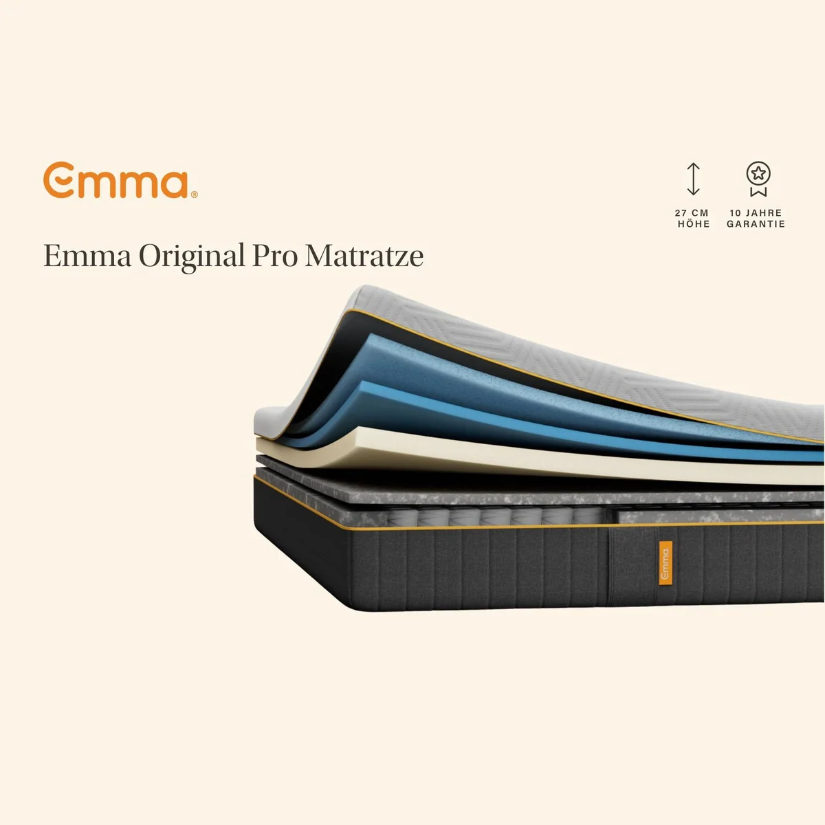 Emma Original Pro Matratze, 27 cm hoch, 7-Zonen-Komfort, optimale Schlaftemperatur 2
