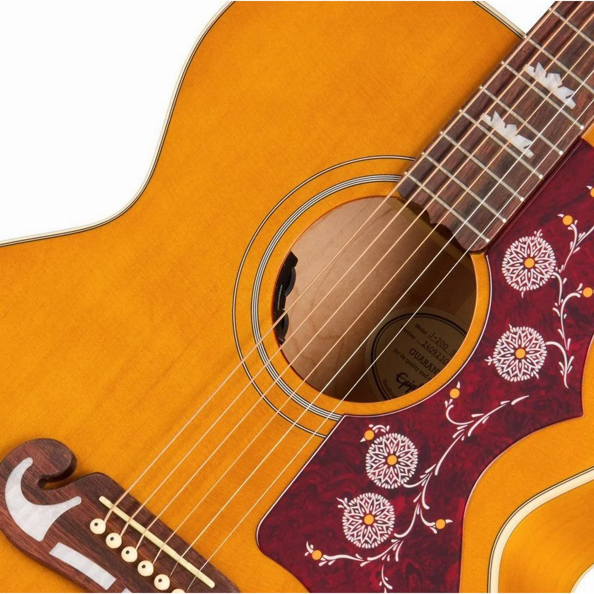 Epiphone J-200 Studio Natural, Massive Fichtendecke, Elektroakustisch, Tortoise-Schlagbrett 4