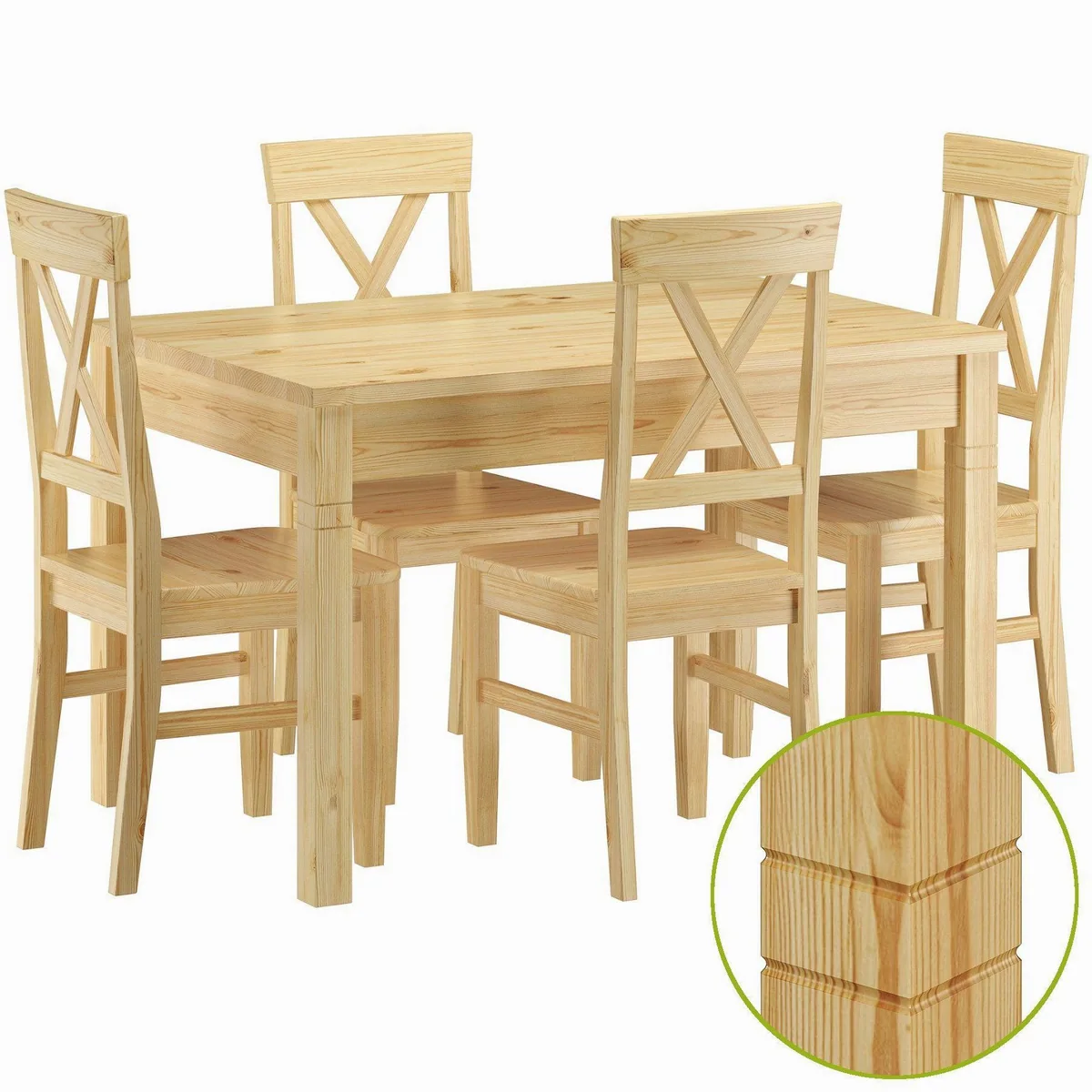 ERST-HOLZ Essgruppe, Kiefer massiv, stabil und stilvoll