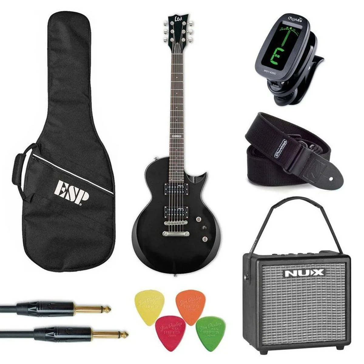 ESP LTD EC-10 Kit E-Gitarre, ideal für Einsteiger, inklusive Zubehör-Set