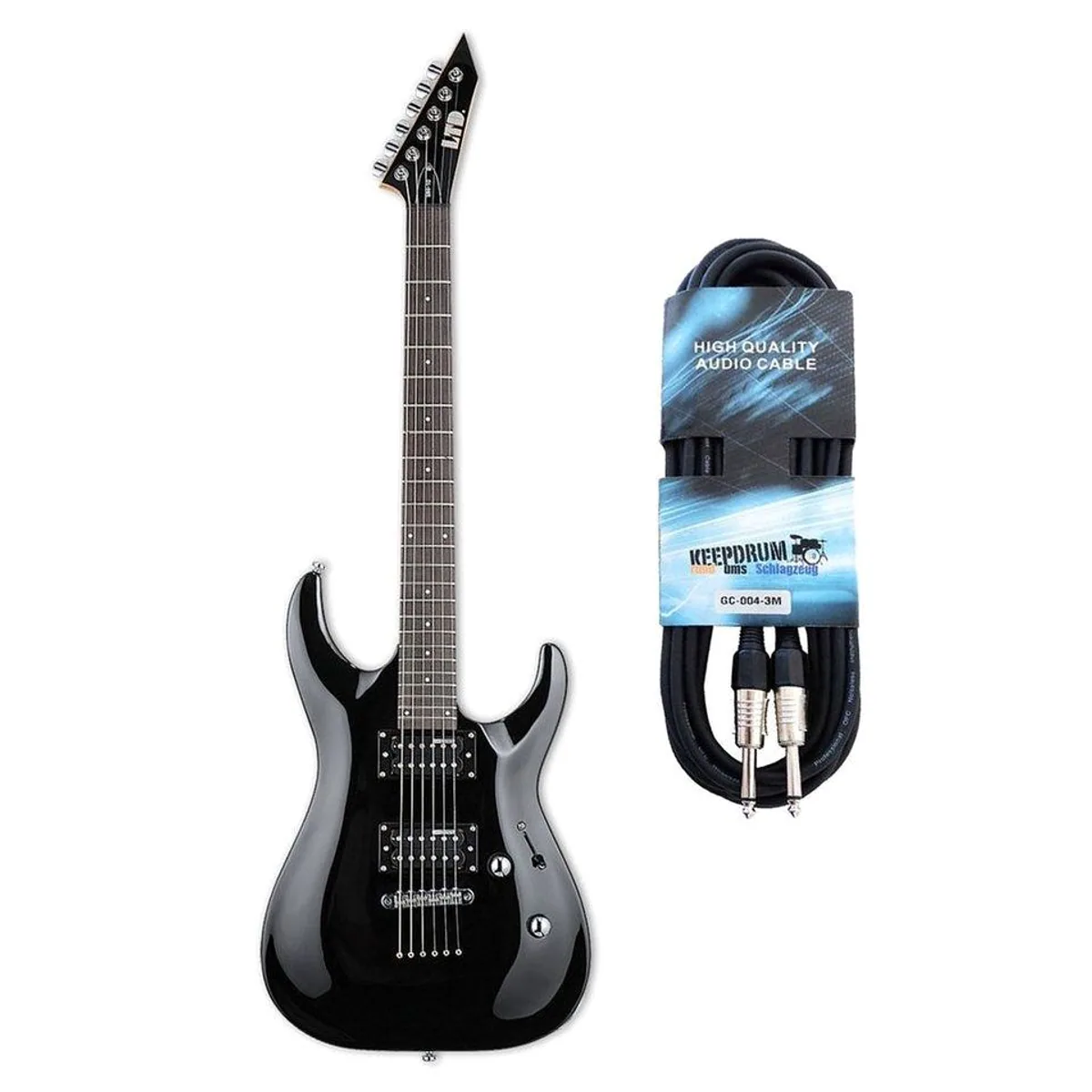 ESP LTD MH-10 KIT BLK E-Gitarre, ideal für Einsteiger, inklusive Gigbag und Klinkenkabel