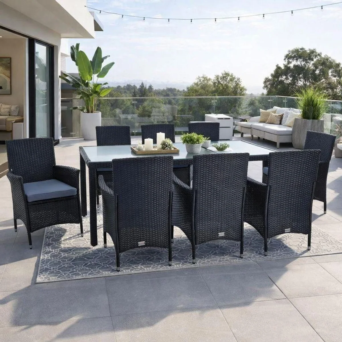 ESTEXO Sitzgruppe Polyrattan Gartenmöbel Set für 8 Personen, stilvolles Design, komfortable Kissen, robustes Material