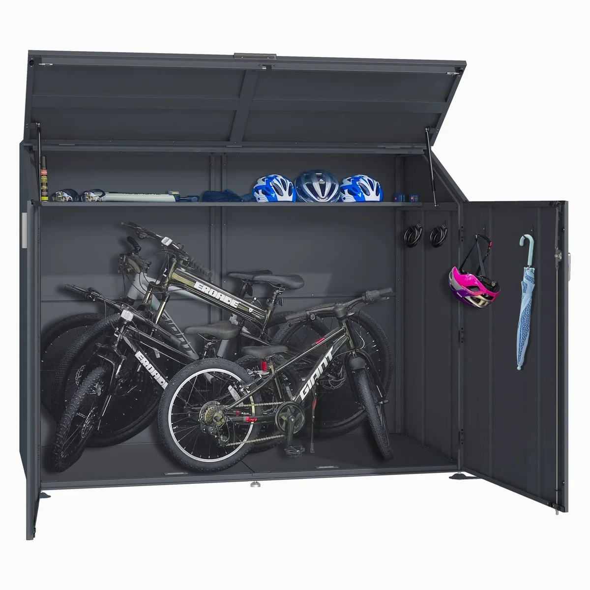 ESTEXO Fahrradgarage Metall, abschließbar, für bis zu 4 Fahrräder — robust, praktische Aufbewahrung, integrierte Ablage 5