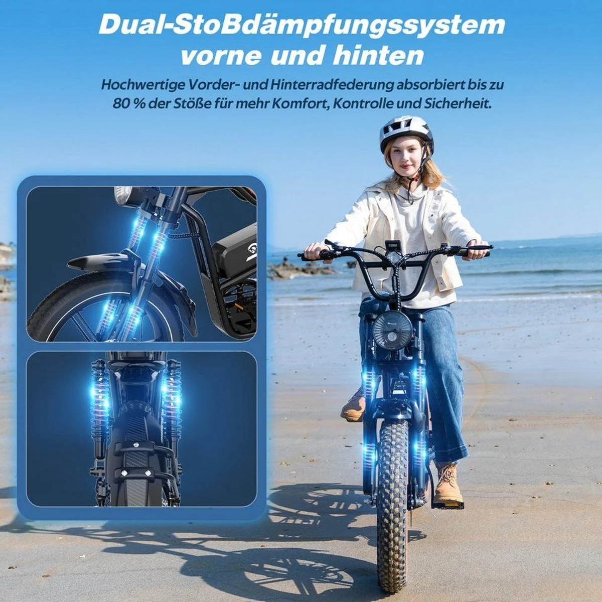 EVERCROSS TECH E-Bike 20” x 4,0, abnehmbare 15,6AH Batterie, 7-Gang Shimano, 100km Reichweite 3