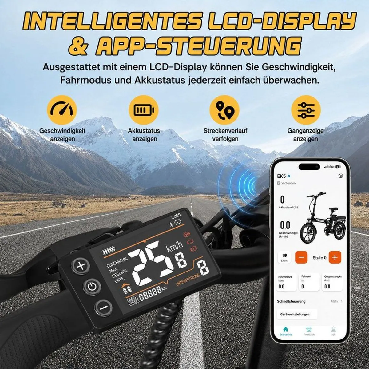 EVERCROSS TECH E-Bike EK5, faltbar, 250W Motor, 60 km Reichweite 5
