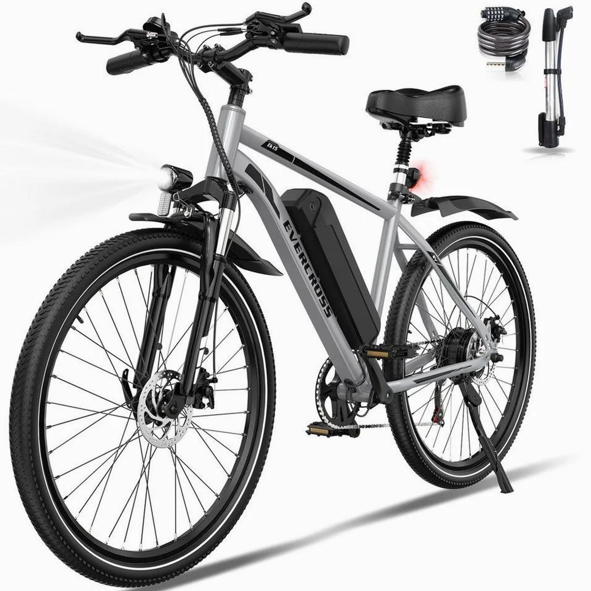 EVERCROSS TECH E-Bike Cityrad, 250W Motor, 36V 13Ah Akku, 7 Gang — Pendeln leicht gemacht
