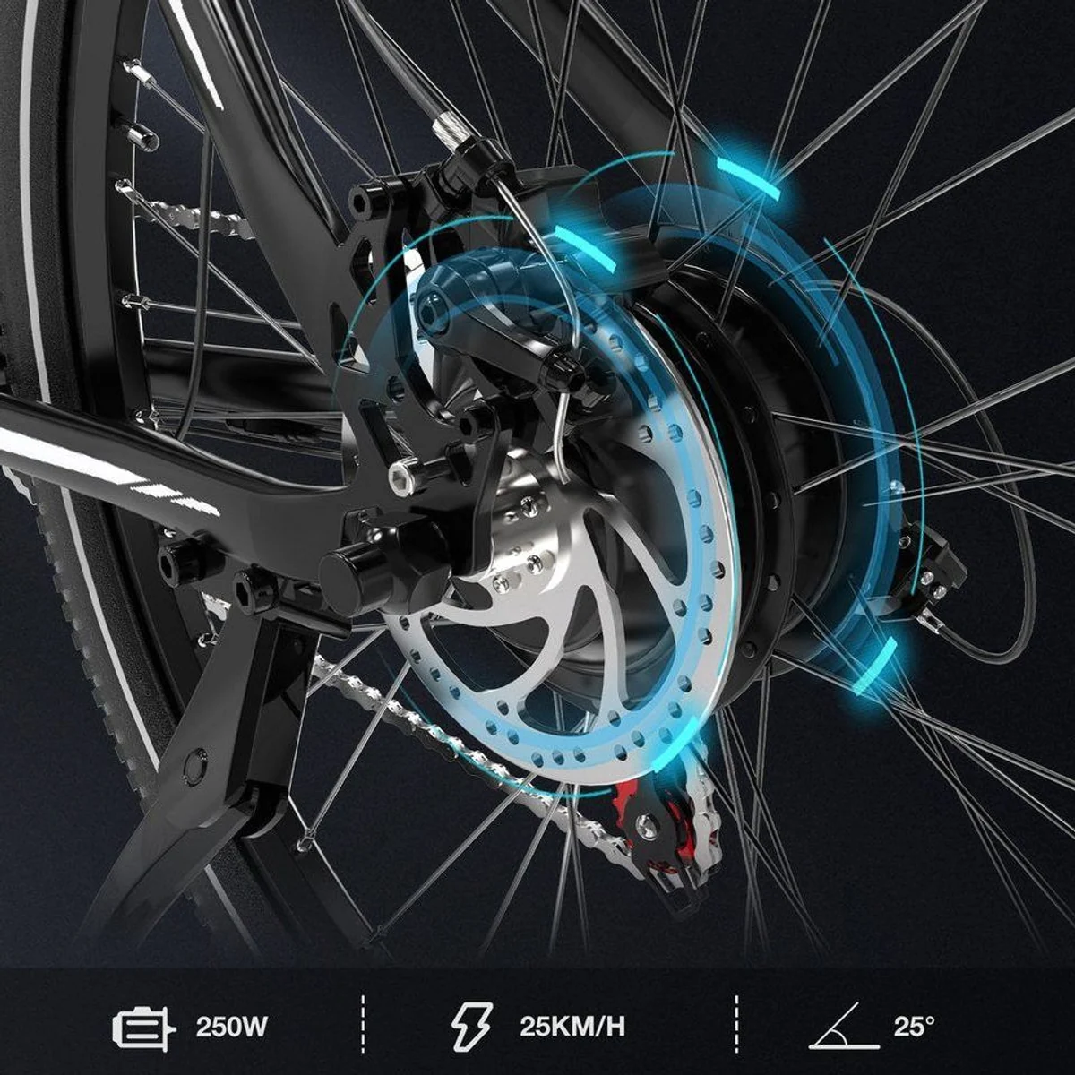 EVERCROSS TECH E-Bike Cityrad, 250W Motor, 36V 13Ah Akku, 7 Gang — Pendeln leicht gemacht 4