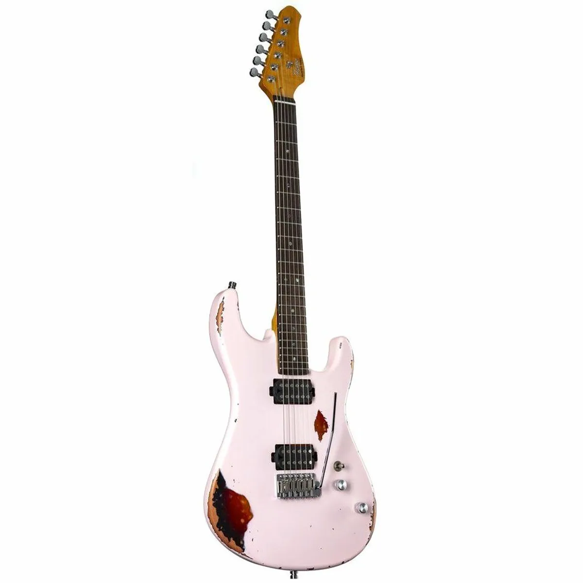 FAME Custom ST RW Worn Strawberry over Sunburst, Mahagoni-Korpus, Push/Pull-Humbucker