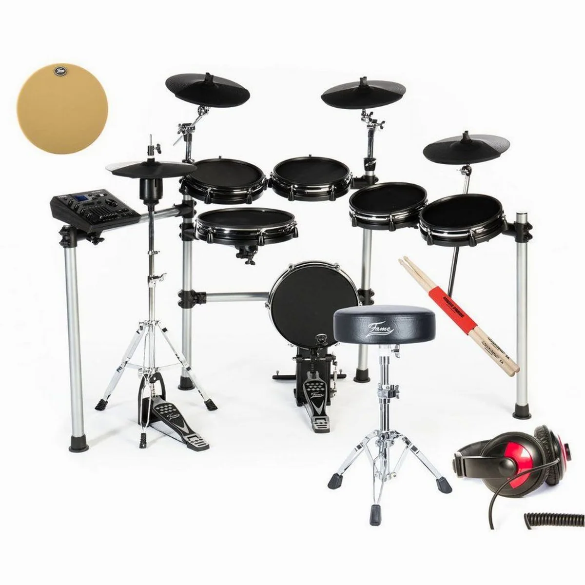 FAME DD-ONE XT E-Drum Set, 554 Sounds, USB MIDI, inkl. Zubehör